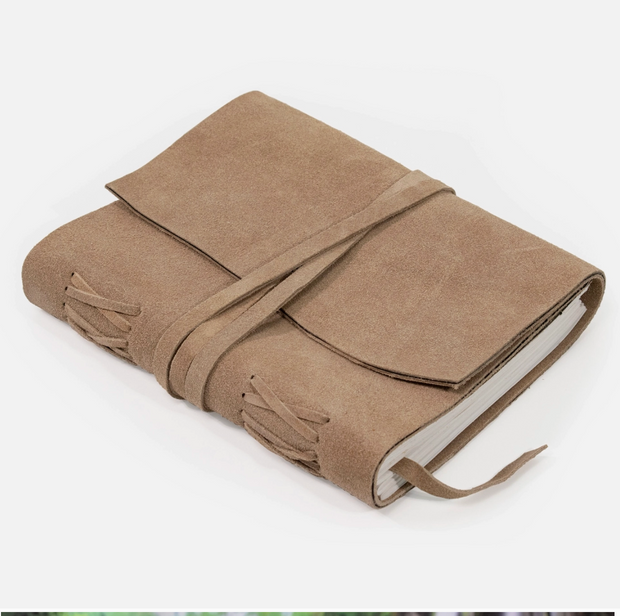 Suede Leather Journal w/ Organic Cotton Paper Large: Taupe