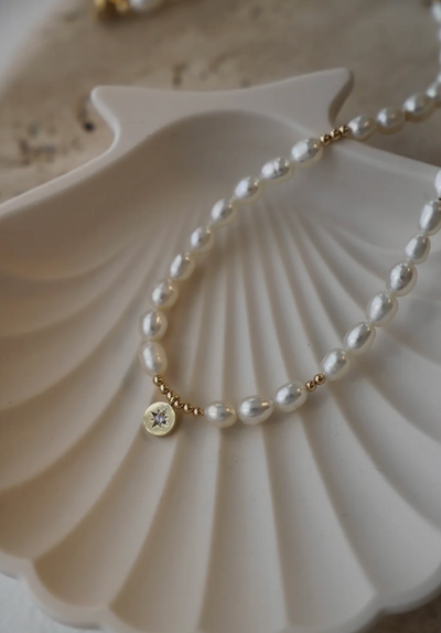 Pearl Beaded Star Medallion Necklace