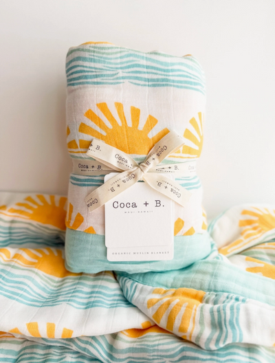 Sun + Wave Surfer, Nautical Organic Bamboo Blend Blanket