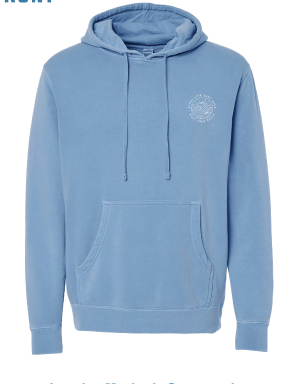 GLSS - Gypsy Life Surf Shop - OG Logo - Heavyweight Pigment Light Blue Dyed Hooded Sweatshirt