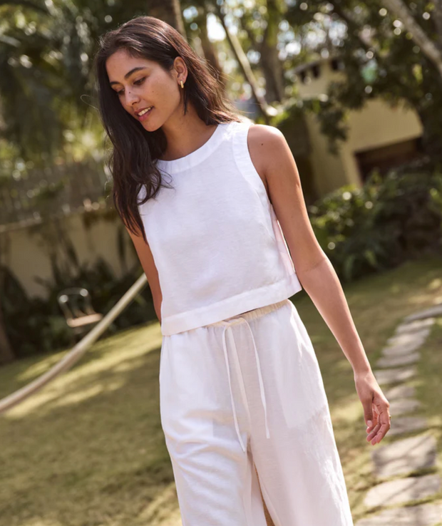 Quinn Linen Tank - White