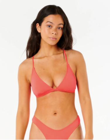 Classic Surf Crossback Triangle Bikini Top - Electric Red