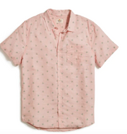 Short Sleeve Lightweight Cotton Shirt in Pink Agave Print