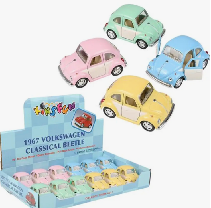 4" Die-Cast Pull Back 1867 Classic VW Beetle