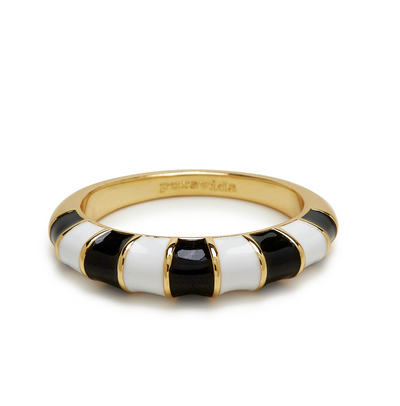 Striped Enamel Ring - Gold