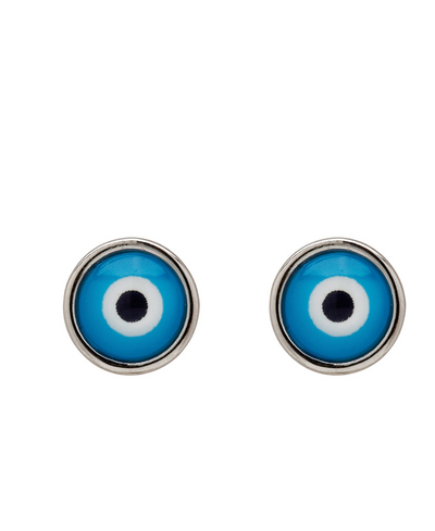 Protective Evil Eye Stud Earrings - Silver