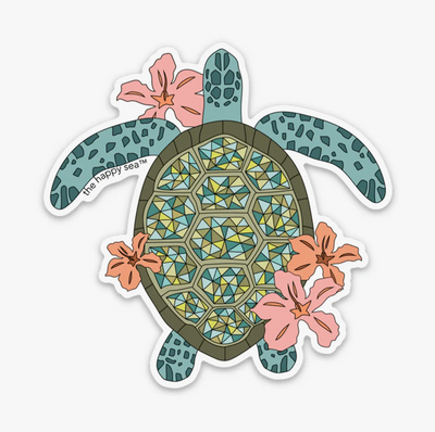 4" Hibiscus Turtle Sticker