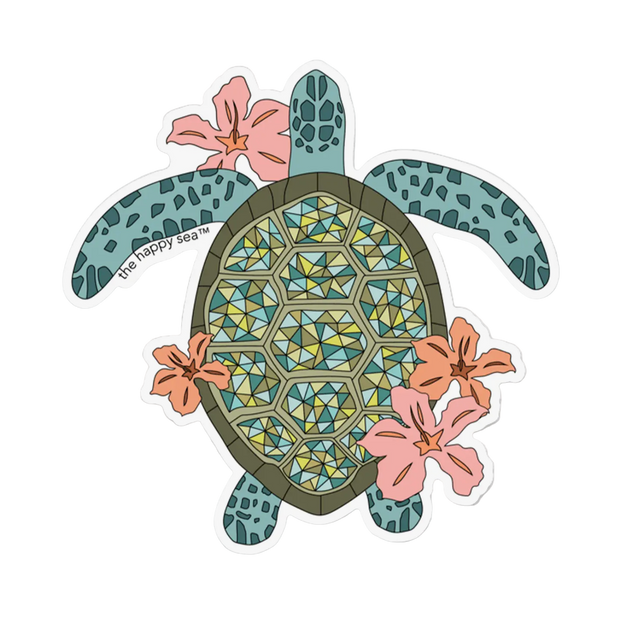 4" Hibiscus Turtle Sticker