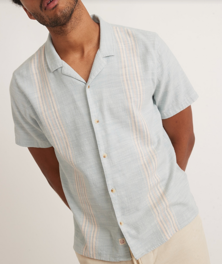 Stretch Selvage Resort Shirt - Blue Vertical Stripe