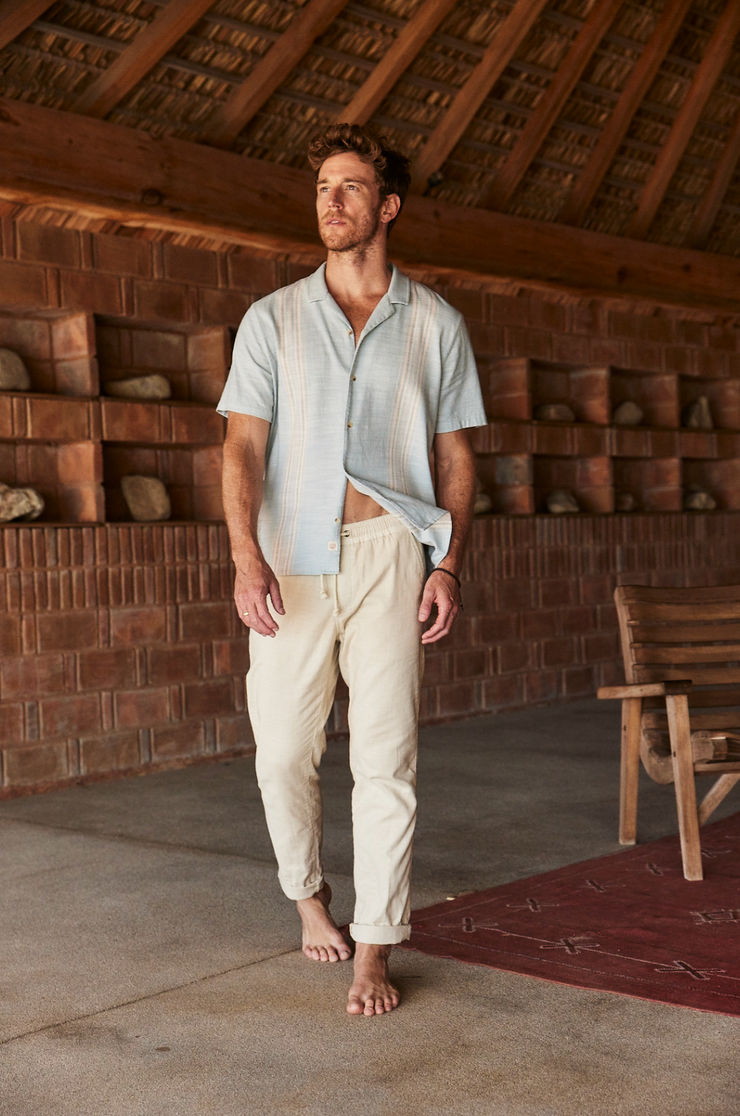 Stretch Selvage Resort Shirt - Blue Vertical Stripe