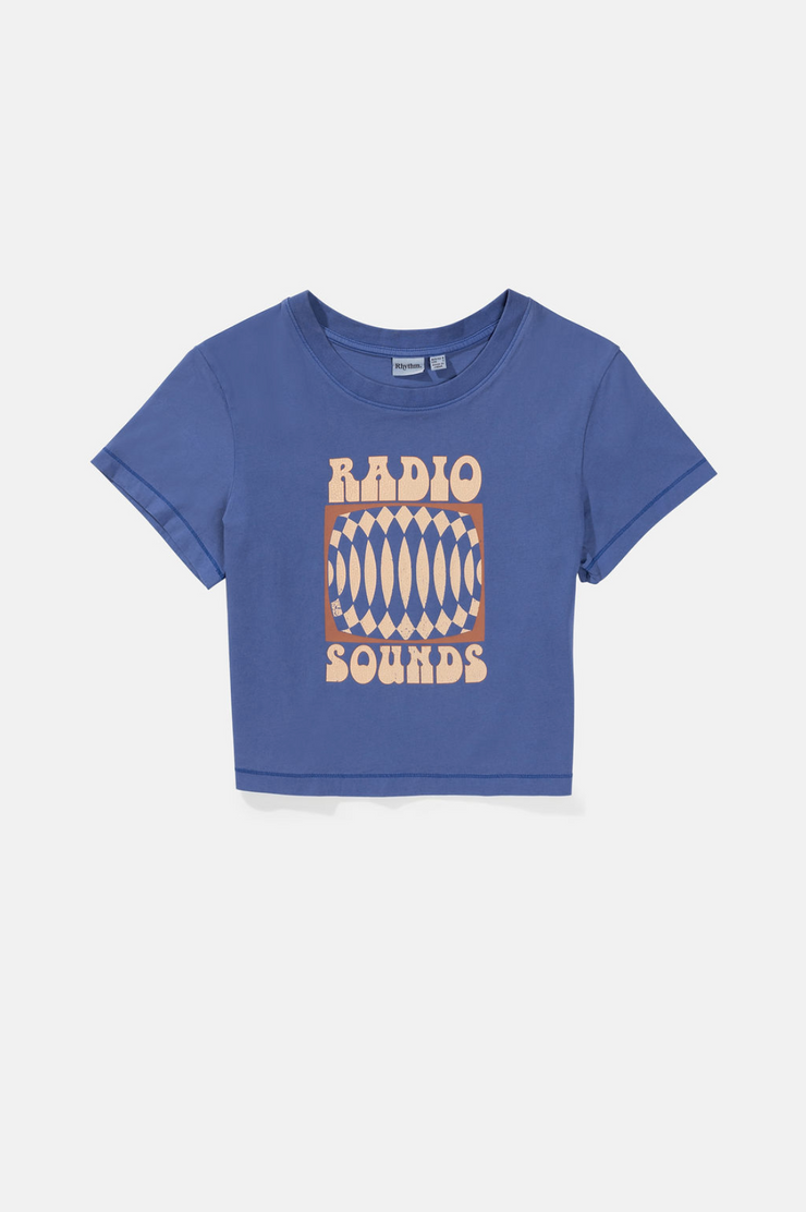 Interupted Vintage Crop Crew Tee - Cobolt