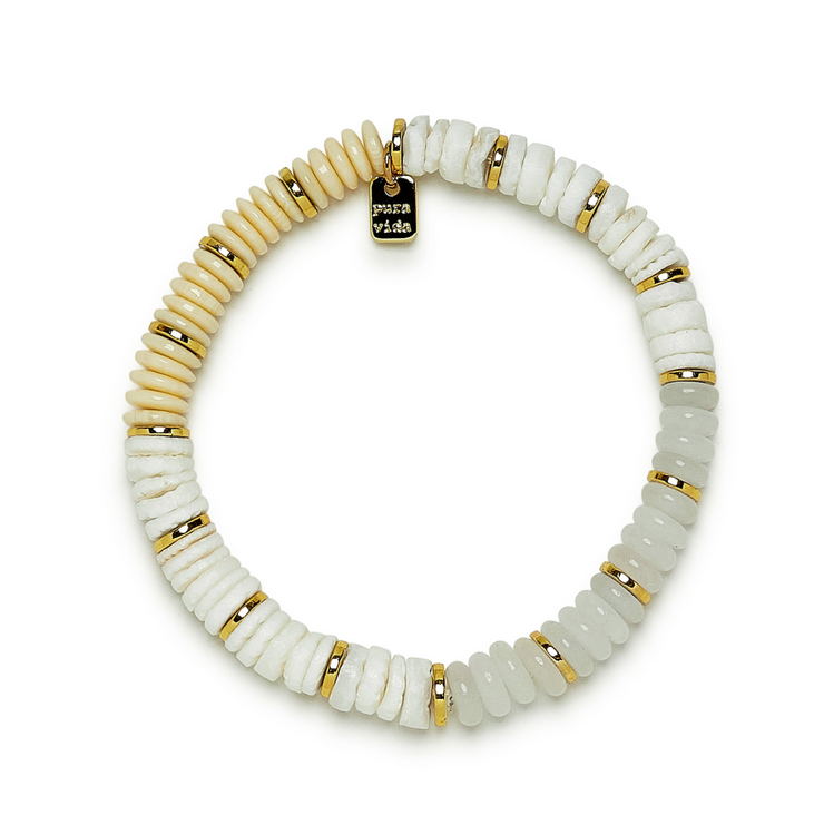 Carmel Mixed Bead Stretch Bracelet - Gold