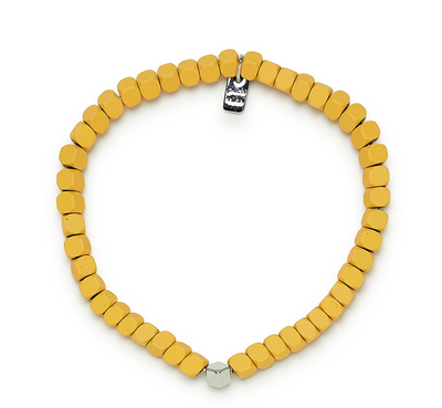 Coated Hematite Stretch Bracelet - Yellow