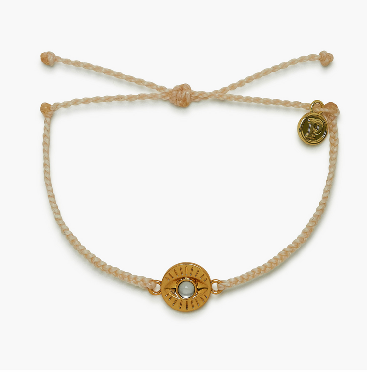 Gemstone Eye Coin Gold Bracelet - Vanilla