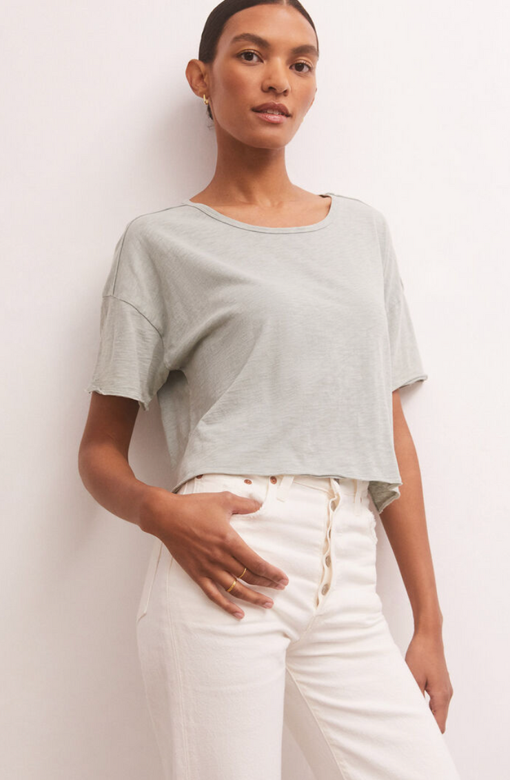 Hazel Slub Tee - Worn Jade