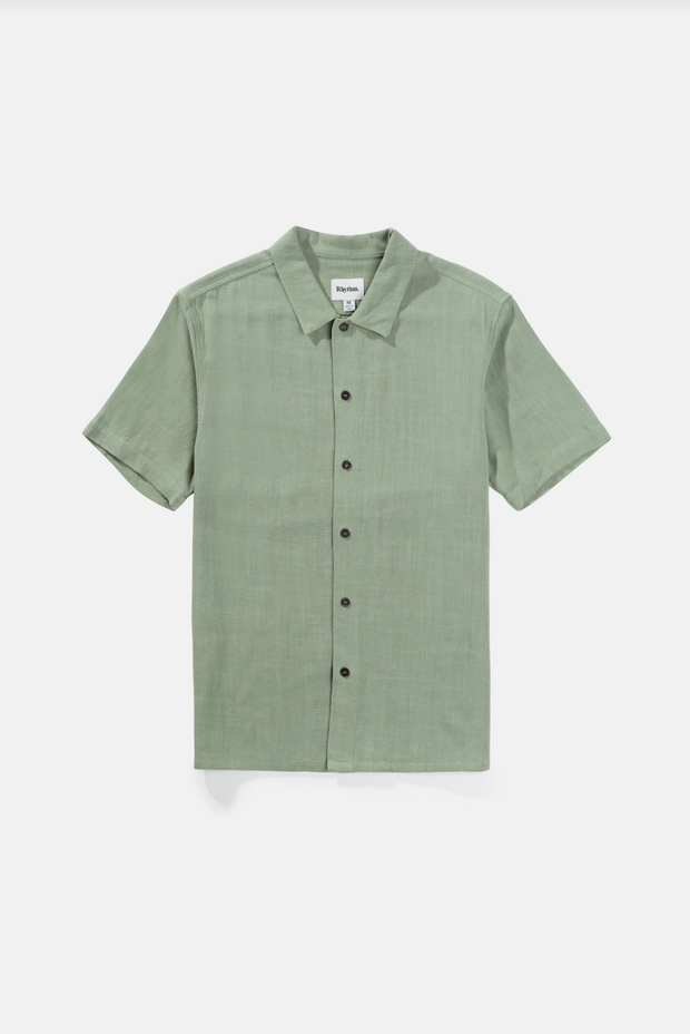 Textured Linen SS Shirt - Moss