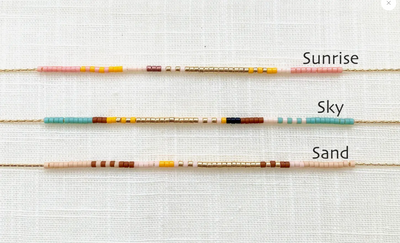 Thin Beaded Necklace - Sand