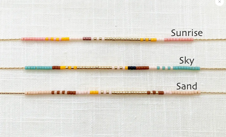 Thin Beaded Necklace - Sand