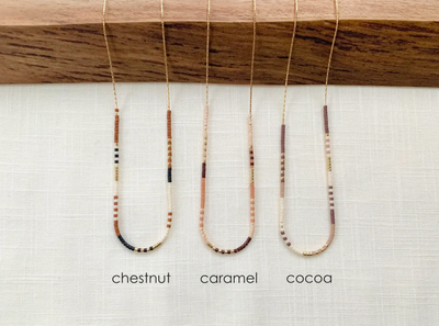 Rich Neutral Seed Bead Necklace - Cocoa