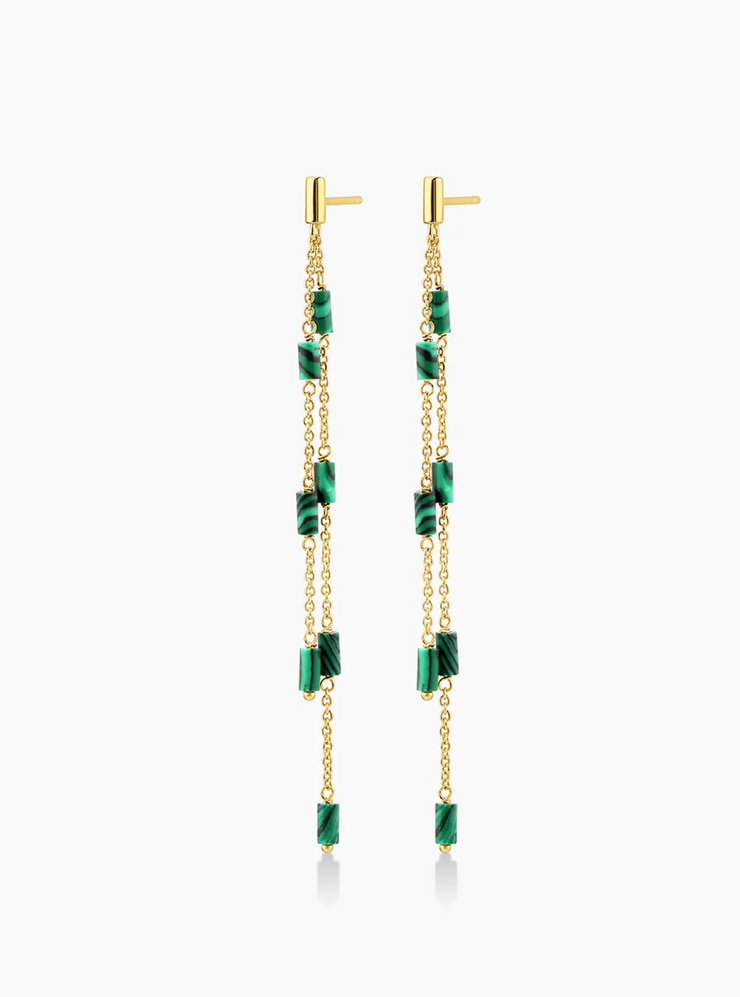 Tatum Bead Earrings - Malachite Green