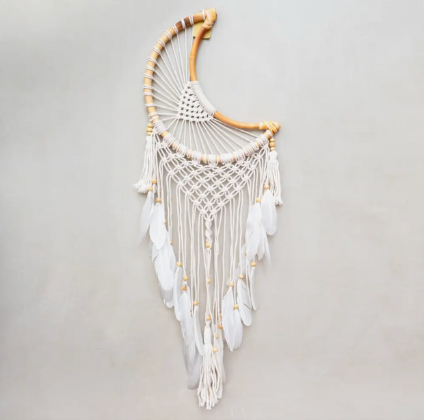 Wall Hanging Macrame Dream Catcher Dreamcatcher (Moon) - Large 12"