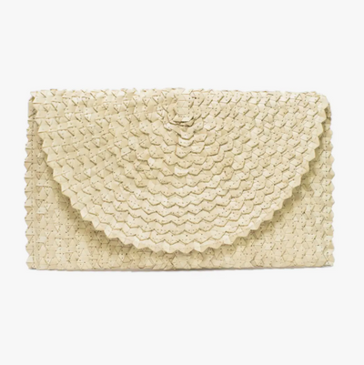 Straw Clutch Purse (White) - Summer Beach Handbag Wallet