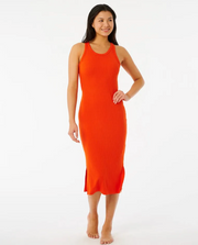Premium Rib Racer Dress - Hot Orange Dress