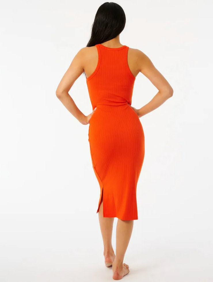 Premium Rib Racer Dress - Hot Orange Dress