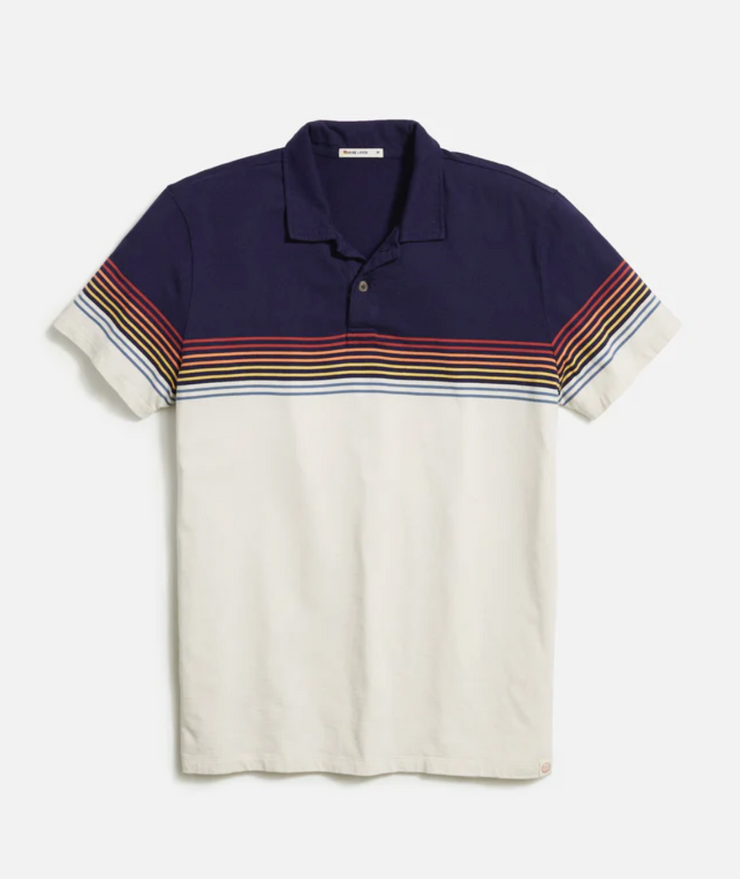 Engineered Stripe Polo - Navy Colorblock