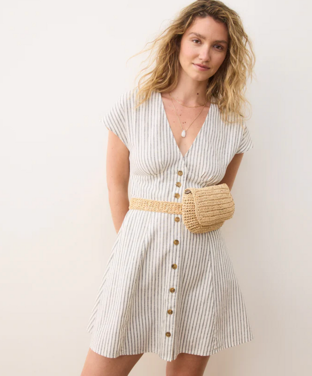 Camila Mini Dress - Cream/Navy Stripe
