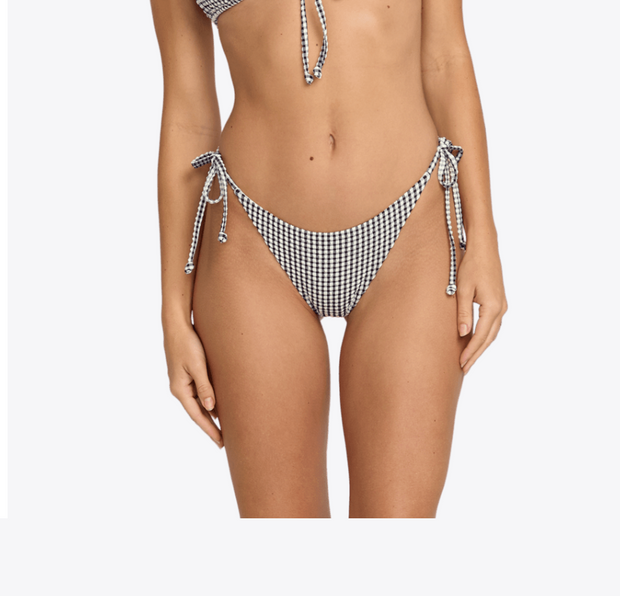 Wave Check Tanga - Black Pebble