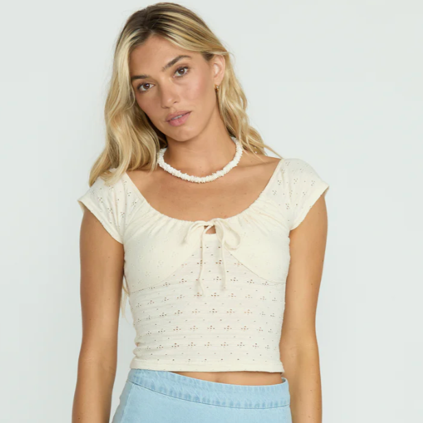 Mia Tie-Front Top - White Cap