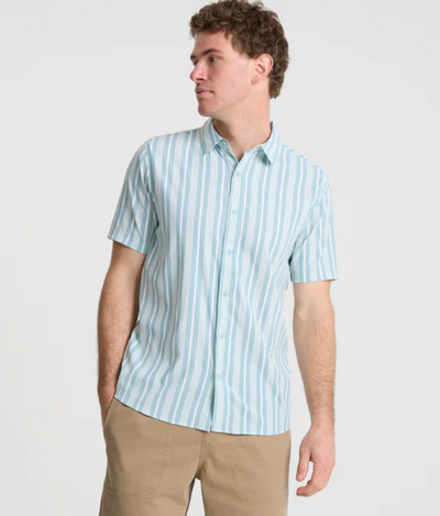 Bless Up Breathable Stretch Shirt - Stripe Dusty Blue