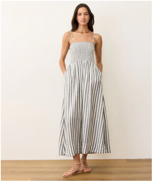 Sutton Strapless Maxi Dress - India Ink Stripe