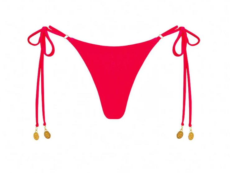 Thong Tie Side Bikini Bottom - Cherry Crush