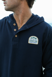 Gypsy Life Bum Rap Palms Henley Hood - Navy