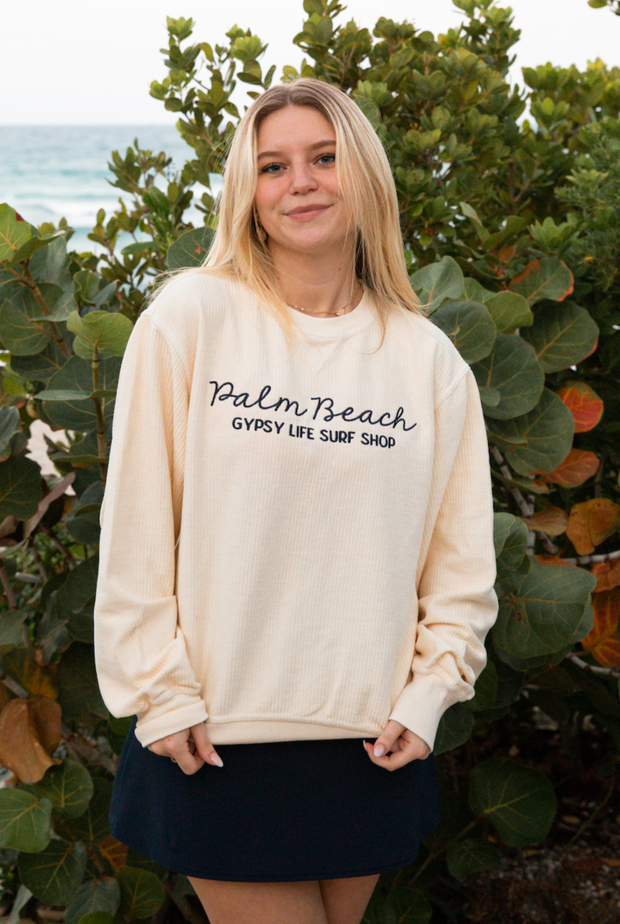 Gypsy Life Women's Dyed Corded Crew - Ivory