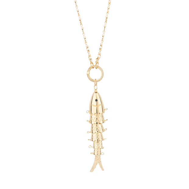 Gypsy Life Large Vintage Gold Plated Chunky Fish Necklace