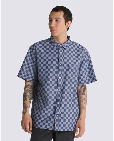 Wade Checkerboard Woven Shirt - Dress Blues