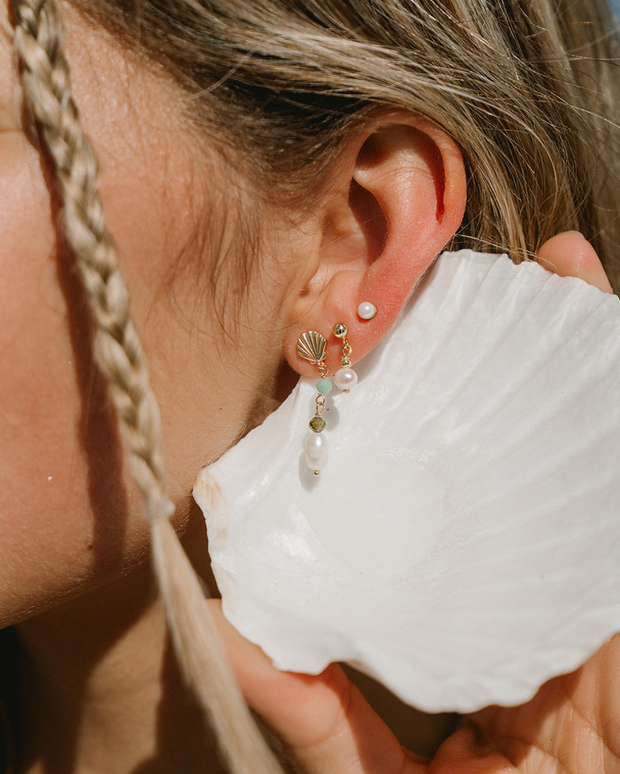 Wind & Sea Earrings: Matcha Green / Gold