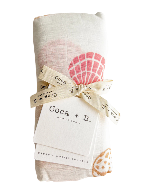 Seashell Print Organic Bamboo Swaddle - Beach Nursery Gift