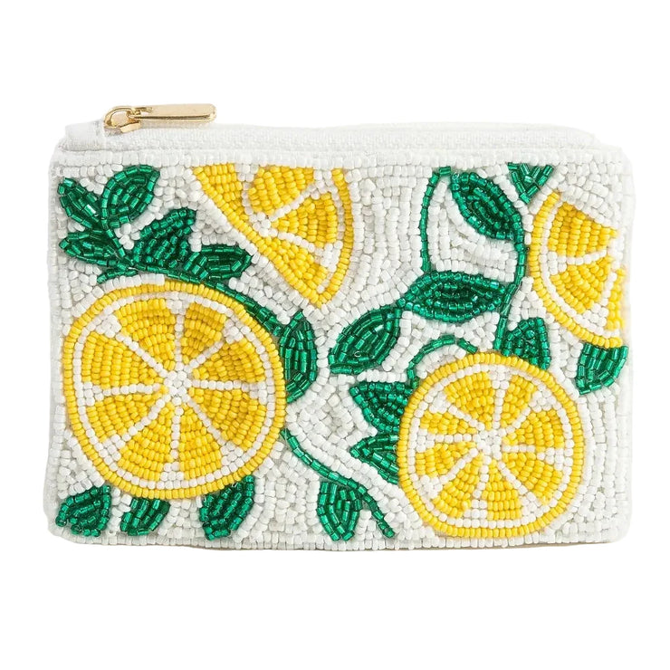 Lemon Slices Seed Beaded Coin Purse