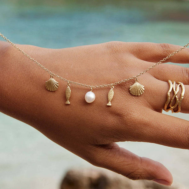 Summer Beach Pearl Charm Necklace