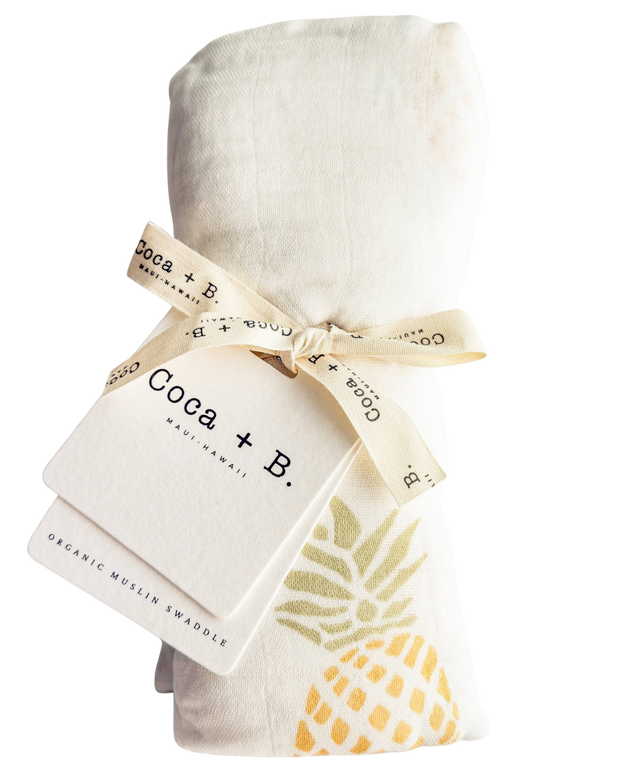 Tropical Pineapple Print Hawaiian Organic Bamboo Swaddle