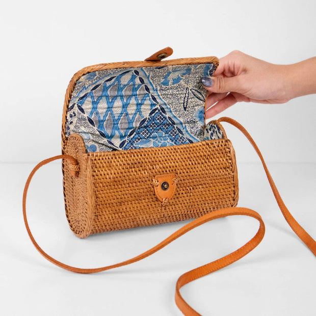 Rattan Bag Purse Wallet Clutch (Brown) - Bali Straw Wicker