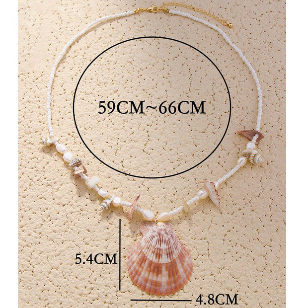Beach Shell Ocean Scallop Pendant Necklace