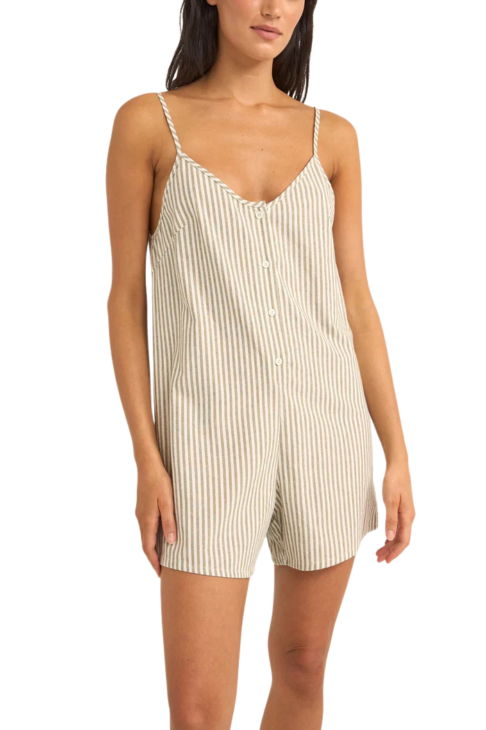 Valley Stripe Adjustable Romper - Ivy