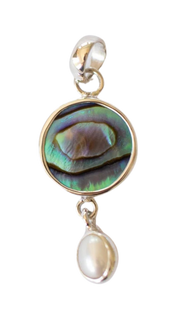 Shell & Pearl Necklace (Handmade): Abalone Shell