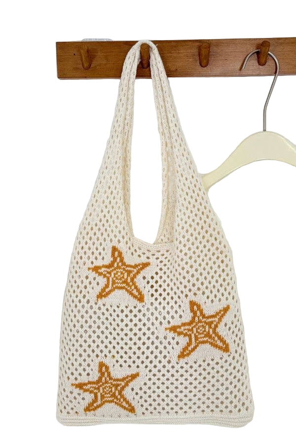 Ocean Theme Crochet Tote Beach Bag: Starfish