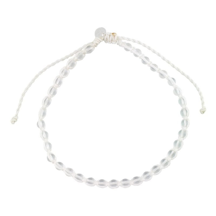 Frosted Glass Bead Anklet -  White Cord